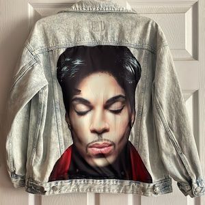 Custom Prince denim jacket, 23 inches pit to pit, men’s XS